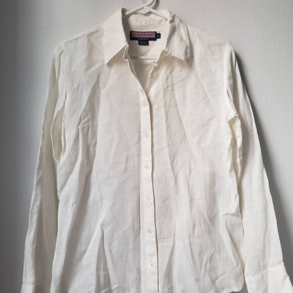 Vineyard Vines Womens Off-White Ivory Linen Button Down Shirt - Picture 13 of 13